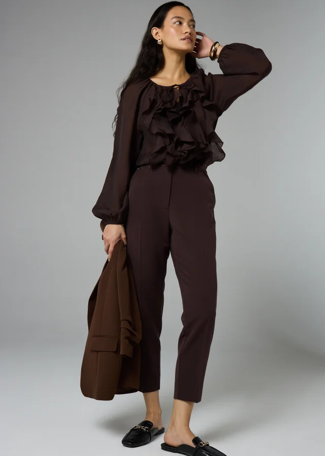 Et Vous Long Chocolate Brown Tapered Trousers