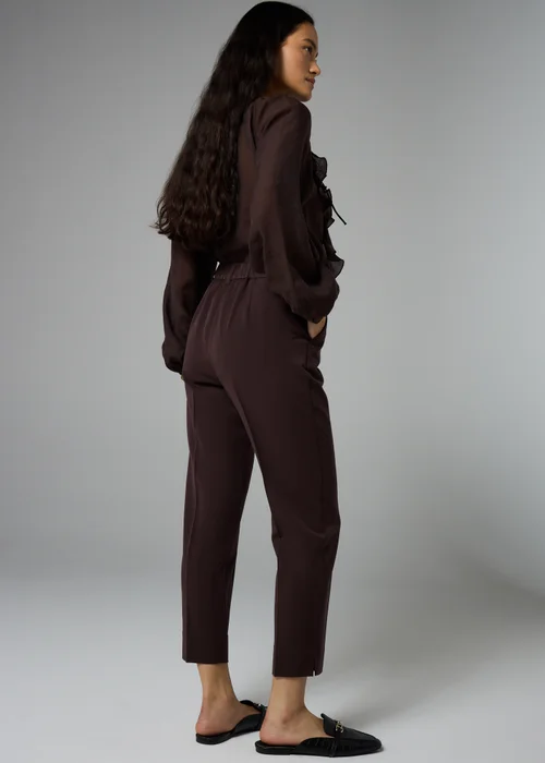 Et Vous Long Chocolate Brown Tapered Trousers - 8/L33 Image 3