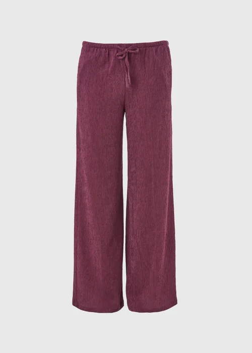 Berry Textured Wide Leg Co Ord Trousers - 10/L31 Image 4
