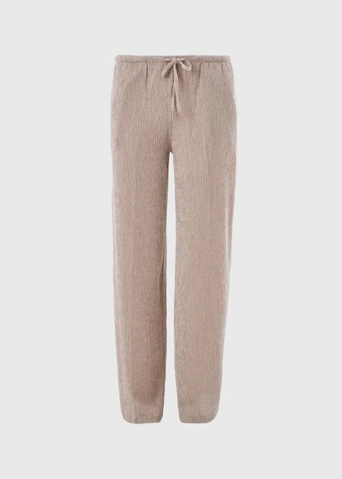 Taupe Textured Wide Leg Co Ord Trousers - 10/L29 Image 4