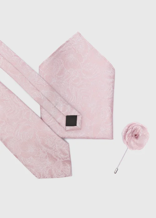 Taylor & Wright Pink Floral Tie, Pocket Square & Pin Set - One Size Image 2