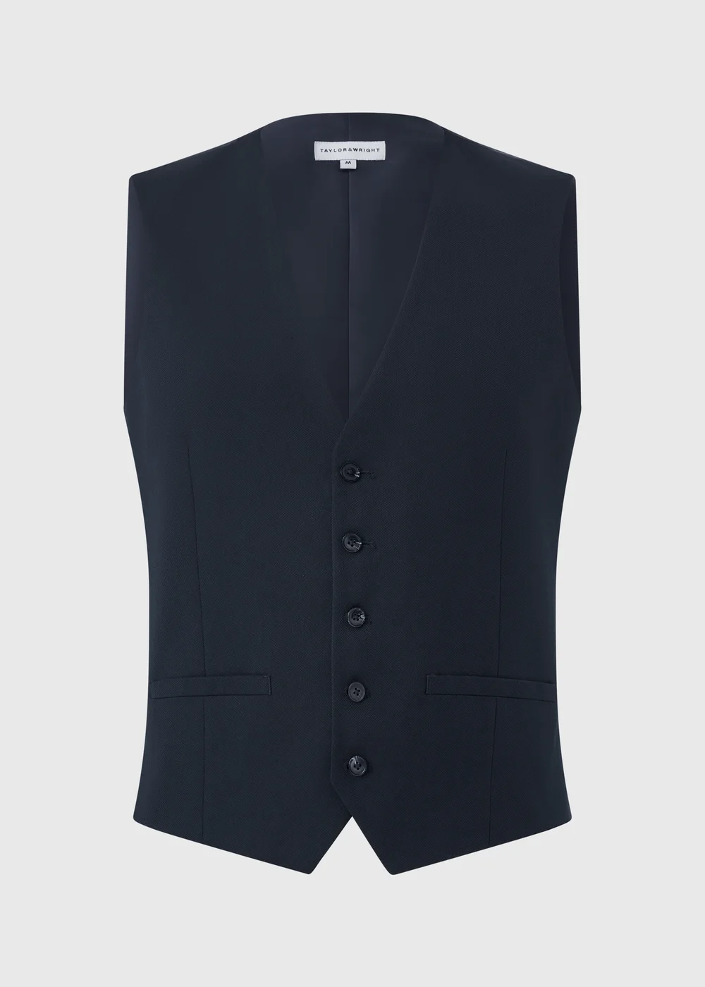 Taylor & Wright Albury Navy Birdseye Regular Fit Suit Waistcoat - Extra small Image 5