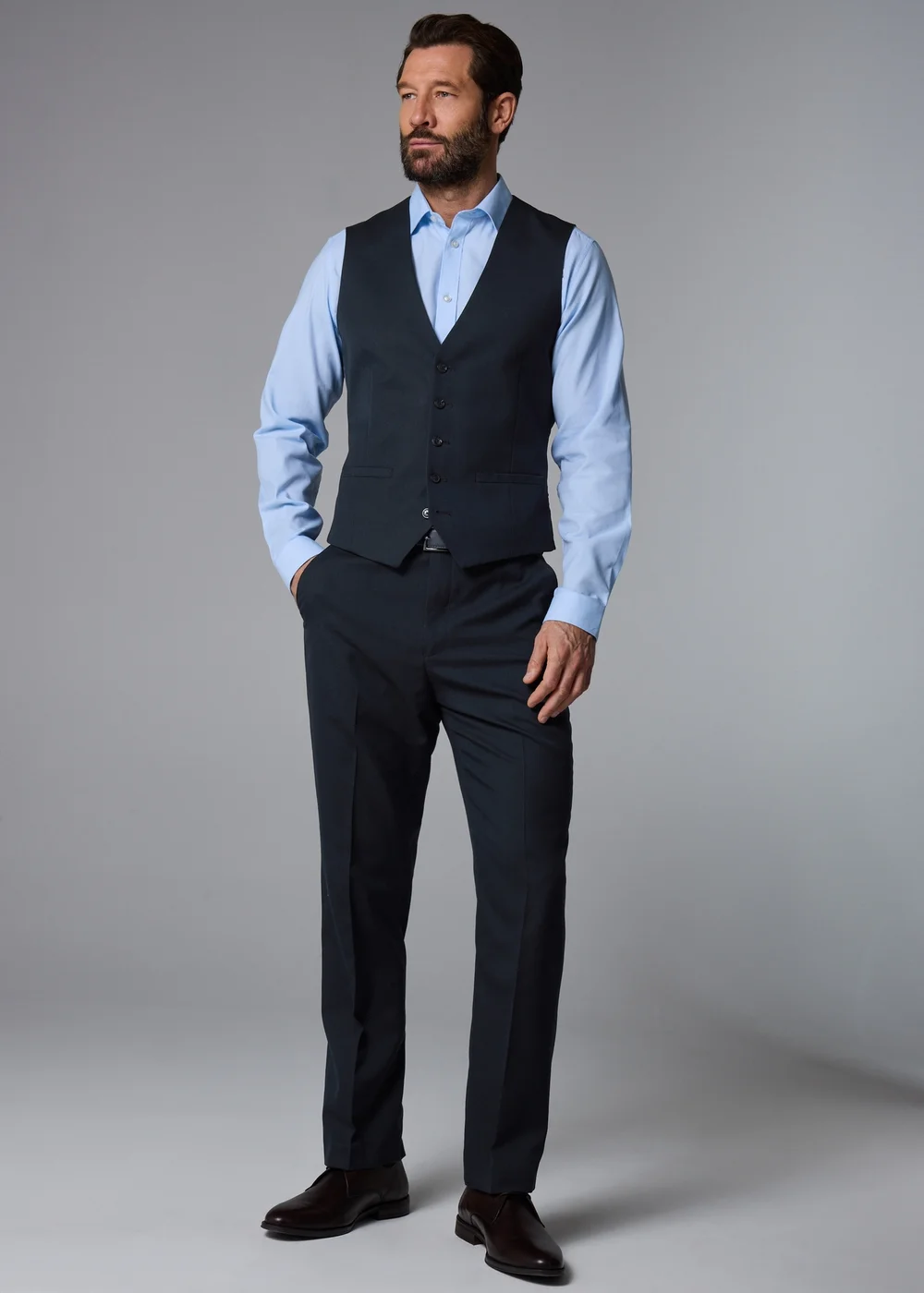 Taylor & Wright Albury Navy Birdseye Regular Fit Suit Waistcoat - Extra small Image 3