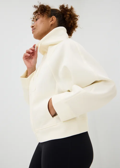 Souluxe Cream Funnel Neck Zip Up Hoodie - S Image 1