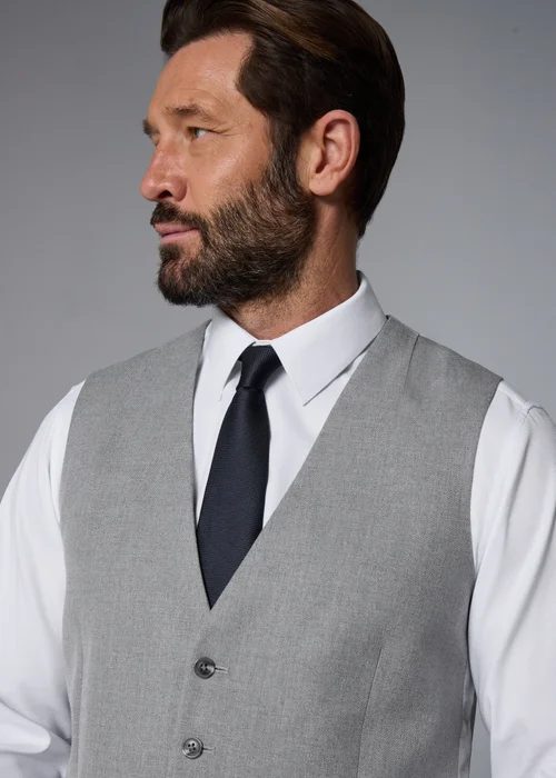 Taylor & Wright Ashford Grey Birdseye Regular Fit Suit Waistcoat - XS Image 3