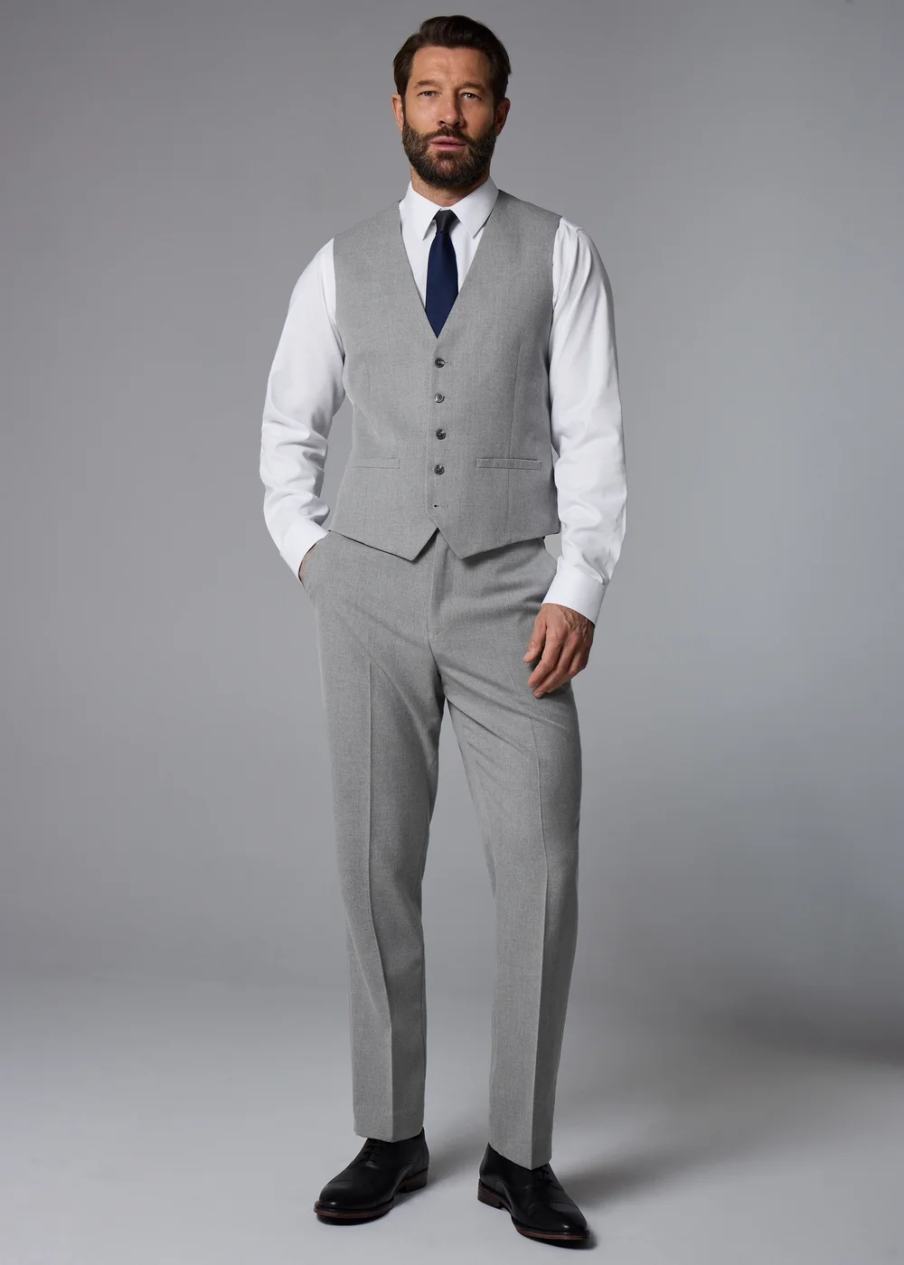 Taylor & Wright Ashford Grey Birdseye Regular Fit Suit Waistcoat - XS Image 2