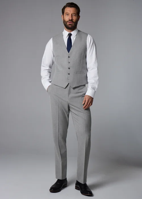 Taylor & Wright Ashford Grey Birdseye Regular Fit Suit Waistcoat - XS Image 2