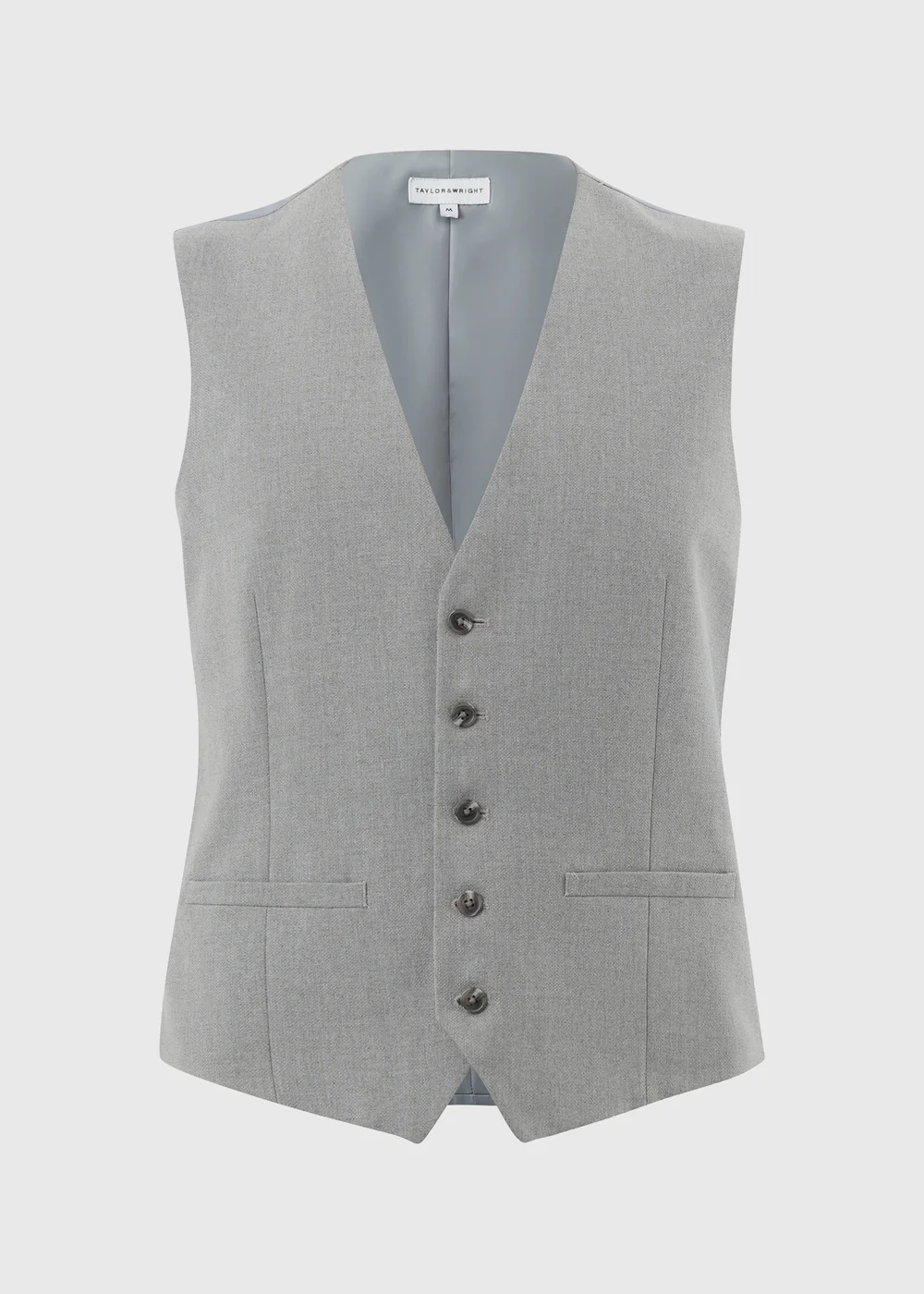 Taylor & Wright Ashford Grey Birdseye Regular Fit Suit Waistcoat - XS Image 5
