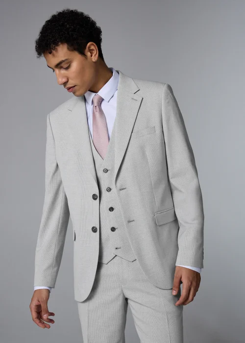 Taylor & Wright Ashbury Grey Puppytooth Slim Fit Suit Jacket - 40 Chest Regular Image 1
