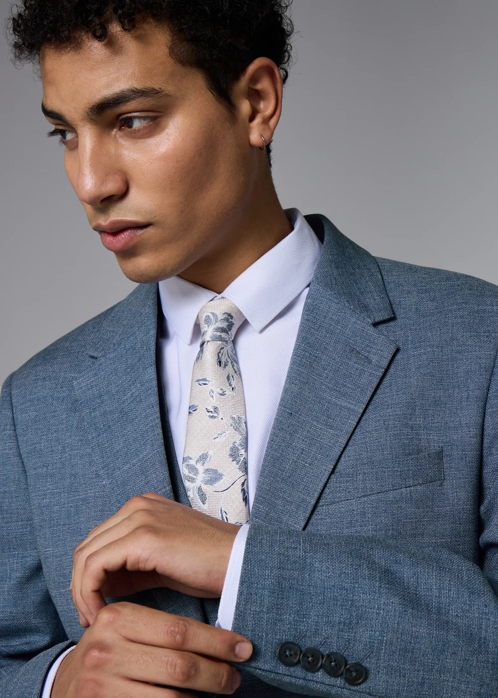 Taylor & Wright Blue Hawthorne Textured Slim Fit Suit Jacket - 52 Chest Short Image 3