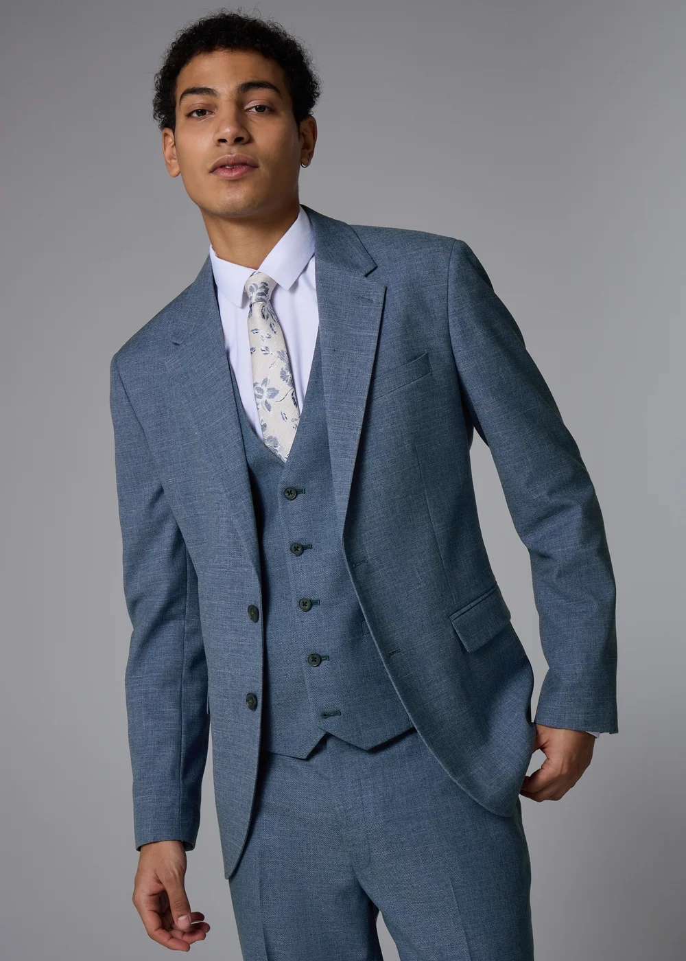 Taylor & Wright Blue Hawthorne Textured Slim Fit Suit Jacket - 52 Chest Short Image 1