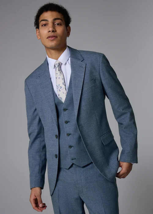 Taylor & Wright Blue Hawthorne Textured Slim Fit Suit Jacket - 52 Chest Short Image 1