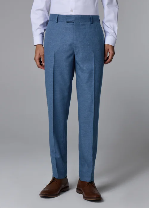 Taylor & Wright Hawthorne Mid Blue Textured Slim Fit Suit Trousers - 40 Waist 29 Leg Image 1