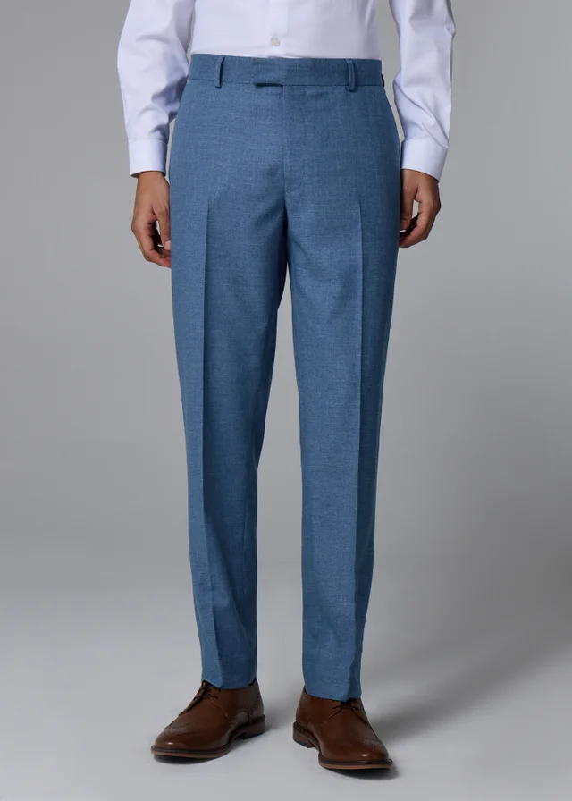 Taylor & Wright Hawthorne Mid Blue Textured Slim Fit Suit Trousers