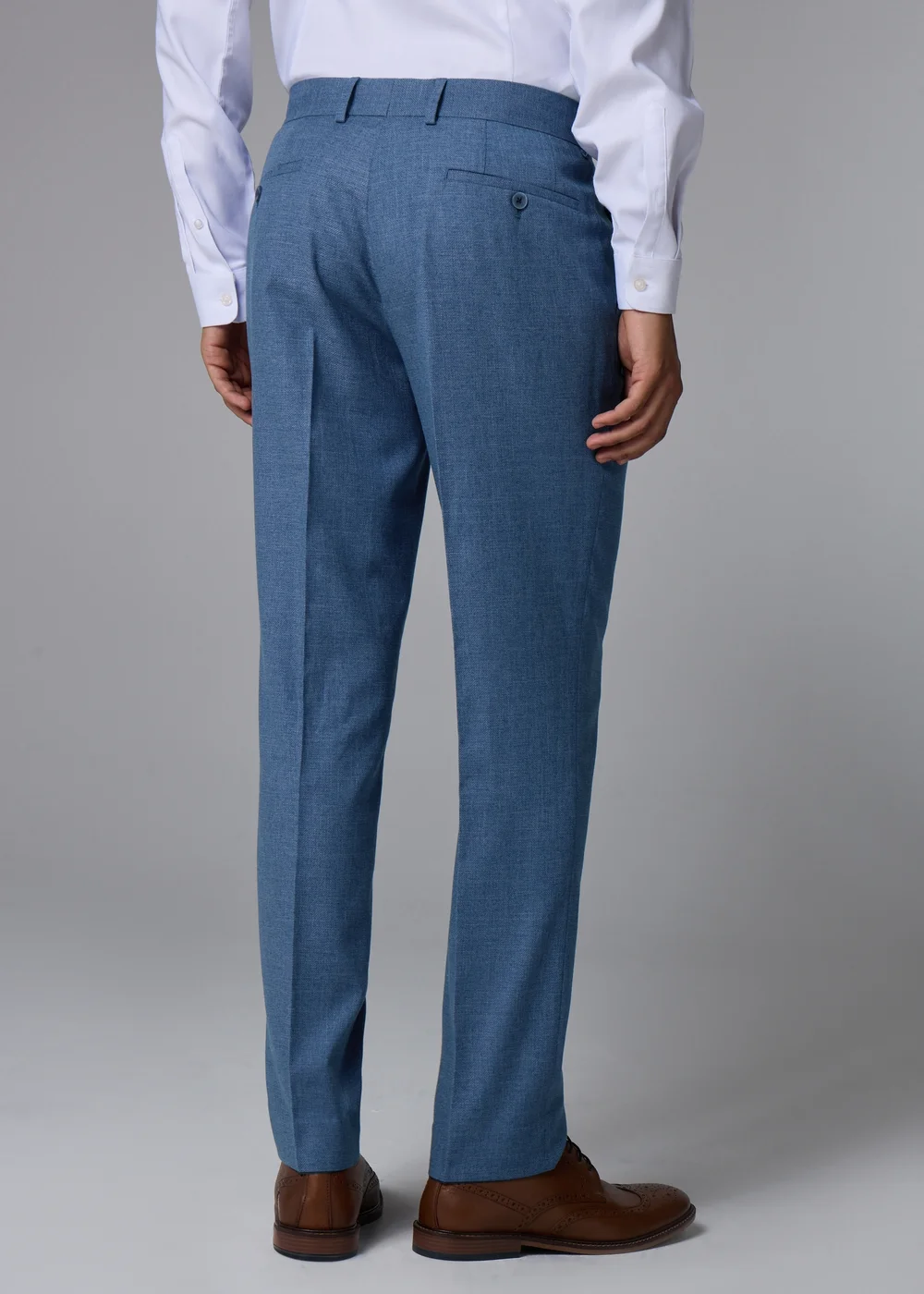 Taylor & Wright Hawthorne Mid Blue Textured Slim Fit Suit Trousers - 40 Waist 29 Leg Image 2