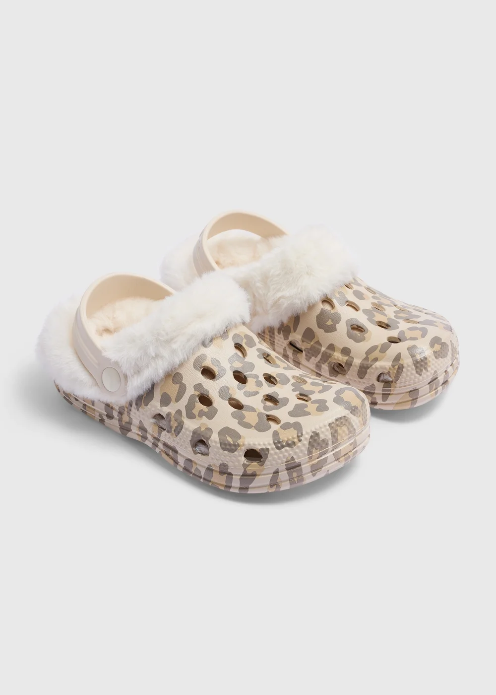 Girls Beige Leopard Warm Lined Clogs (Younger 8/9-Older 5/6) - Size 1 - 2 Image 1