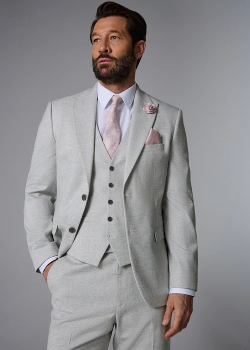 Taylor & Wright Elwood Grey Check Tailored Fit Suit Jacket - 50 Chest Short Image 1