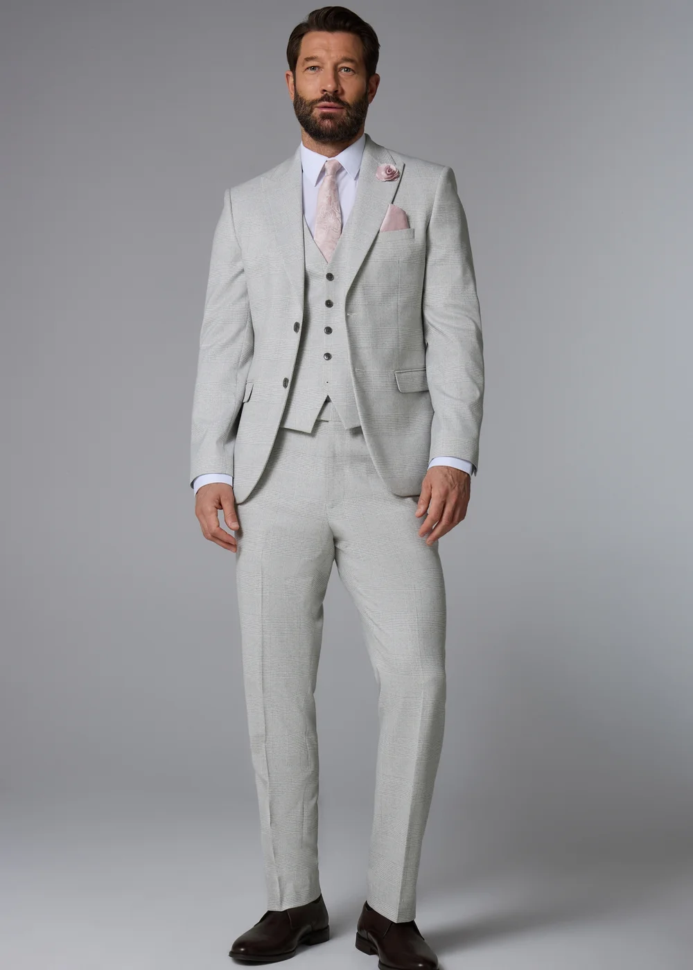 Taylor & Wright Elwood Grey Check Tailored Fit Suit Jacket - 50 Chest Short Image 2