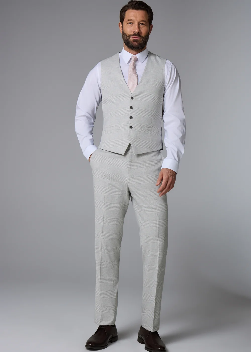 Taylor & Wright Elwood Grey Tailored Check Suit Trousers - 36 Waist 29 Leg Image 3