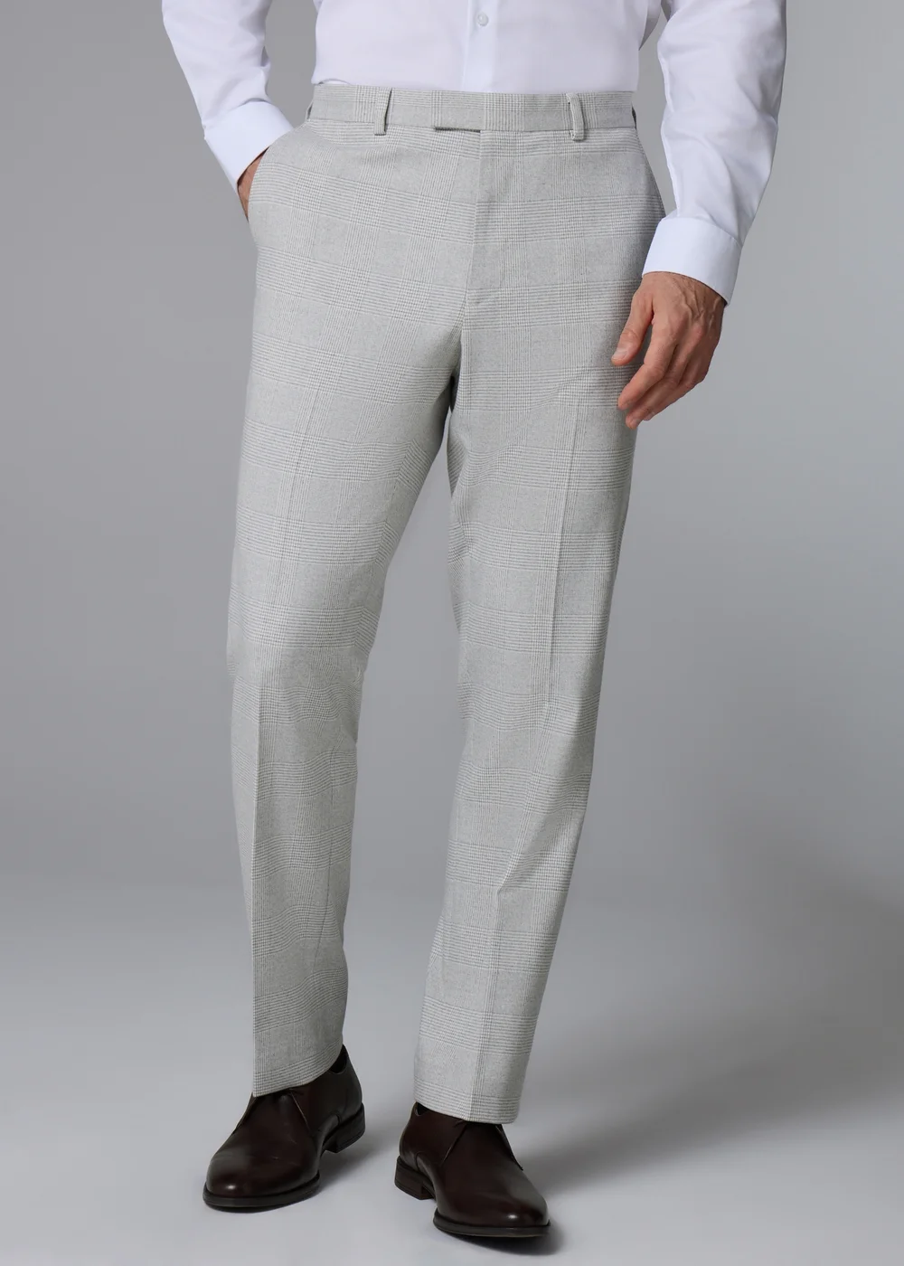 Taylor & Wright Elwood Grey Tailored Check Suit Trousers - 36 Waist 29 Leg Image 1