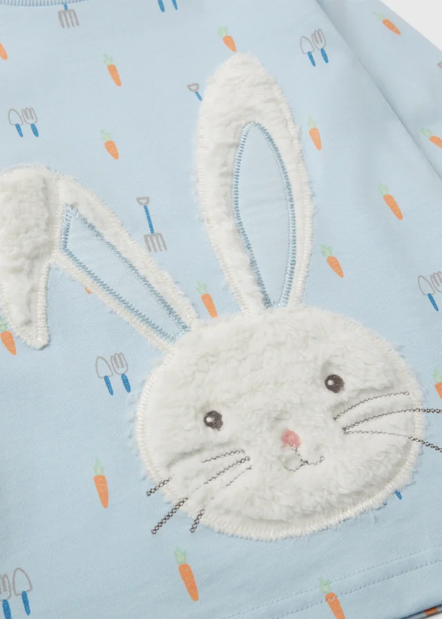Girls Blue Easter Bunny Applique Long Pyjama Set (1-7yrs)
