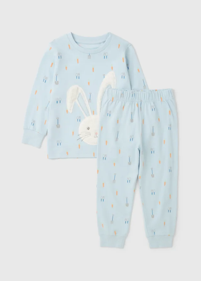 Girls Blue Easter Bunny Applique Long Pyjama Set (1-7yrs)