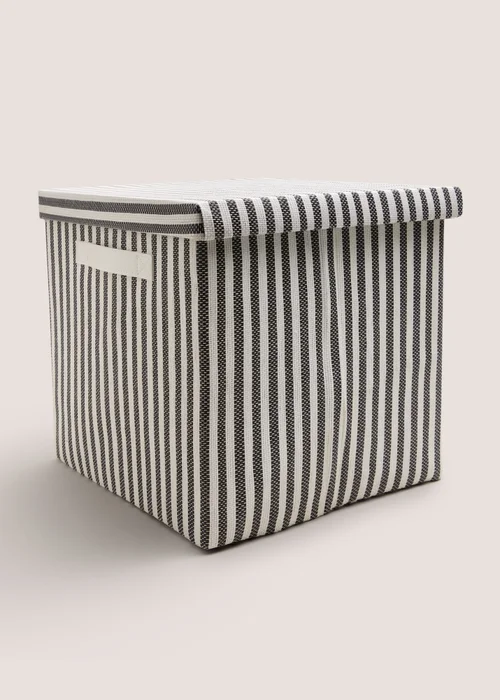 Black Striped Foldable Storage Box Image 1