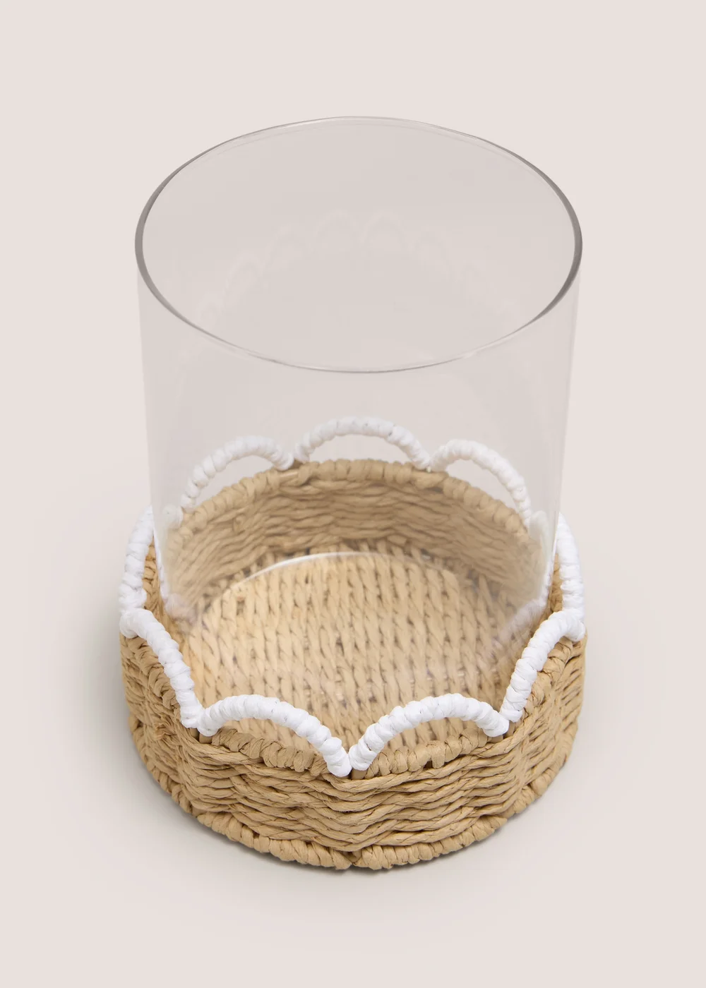 White Scallop Edge Wicker Hurricane Image 2