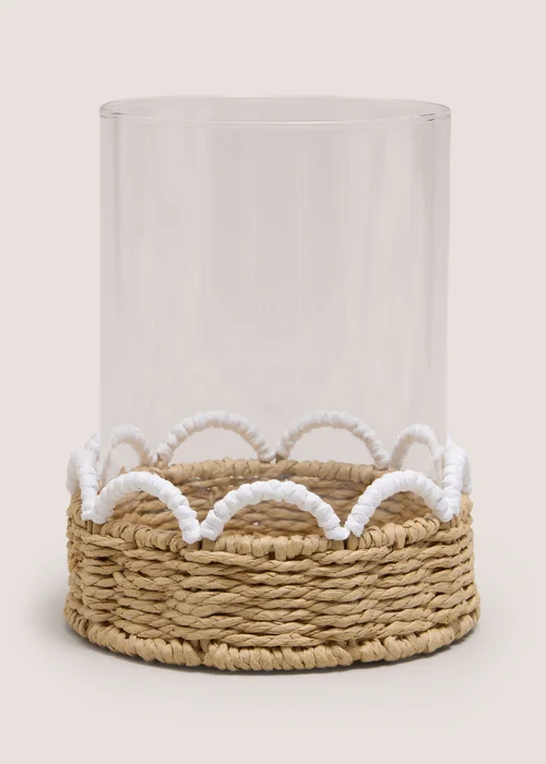 White Scallop Edge Wicker Hurricane Image 1
