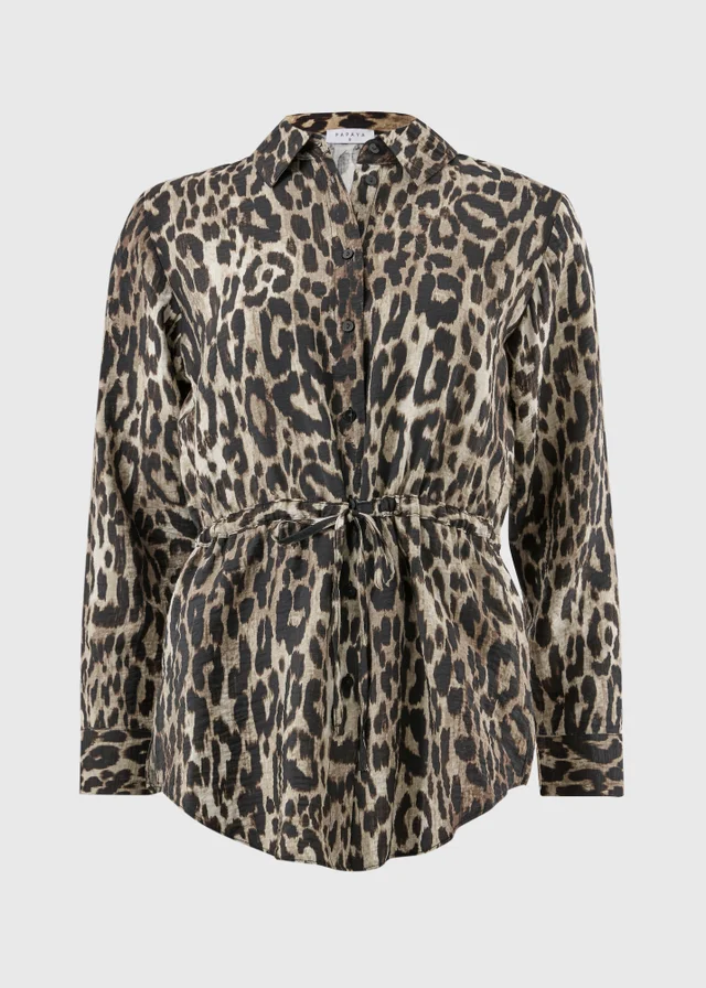 Papaya Petite Brown Leopard Print Co Ord Blouse