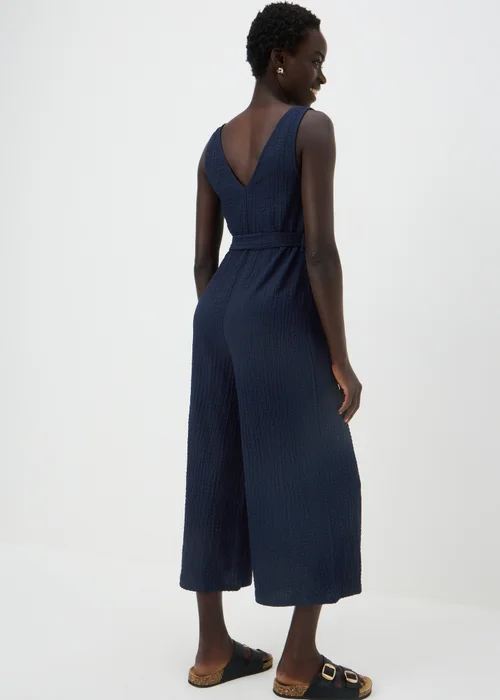 Papaya Petite Navy Crinkle Belted Culotte Jumpsuit - 6 Image 2