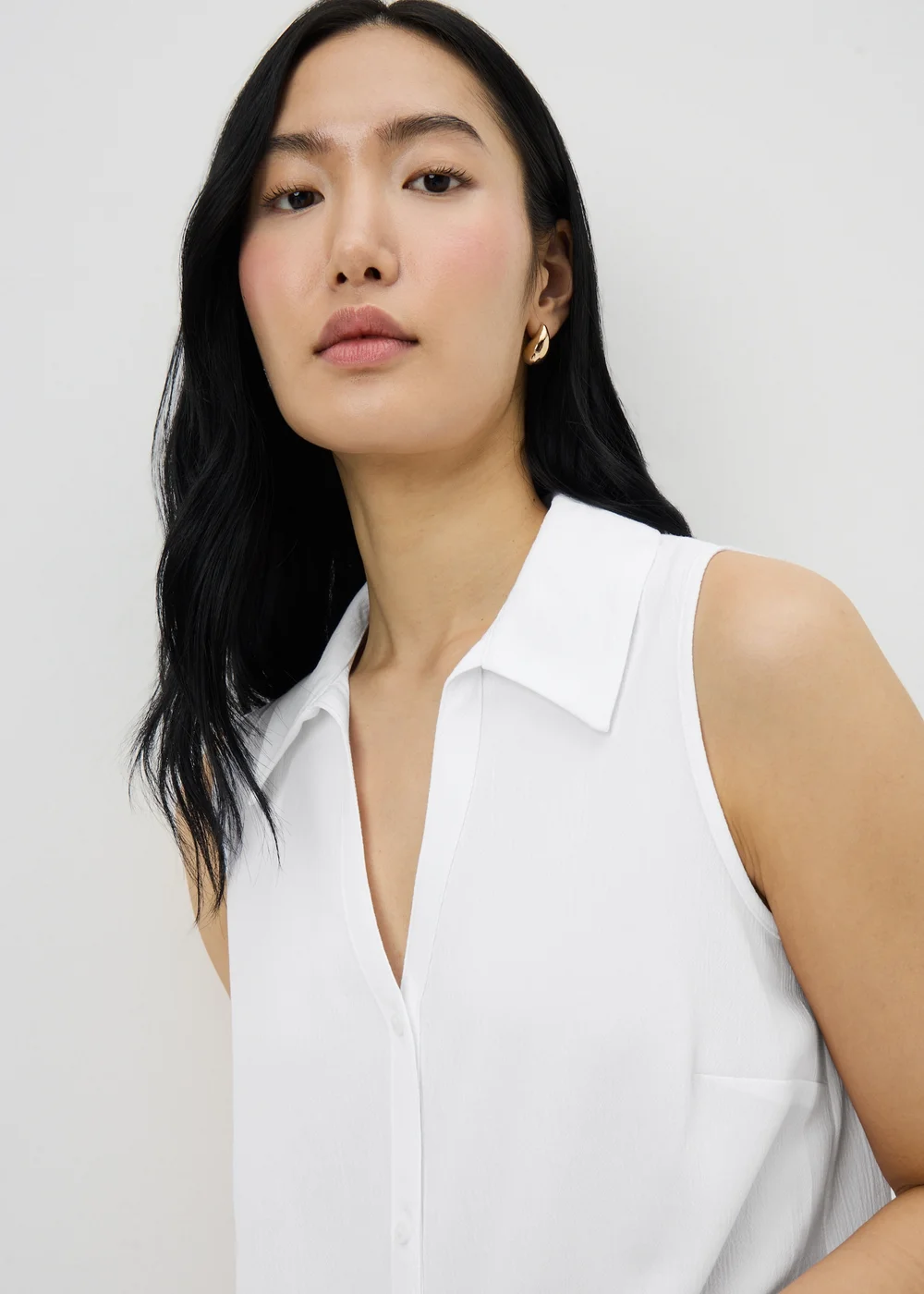 White Sleeveless Clipper Shirt - 28 Image 2