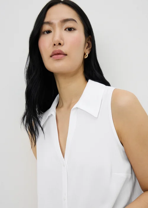 White Sleeveless Clipper Shirt - 28 Image 2
