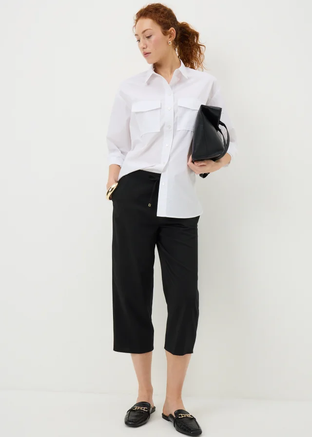Black Cropped Clipper Trousers