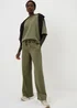Khaki Scuba Co Ord Wide Leg Trousers - Size 20 29 leg Image 3