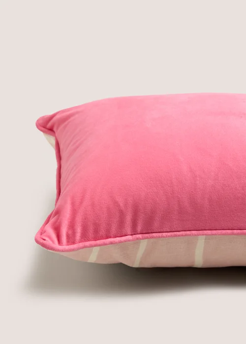 Pink Strawberry Embroidered Cushion Image 2