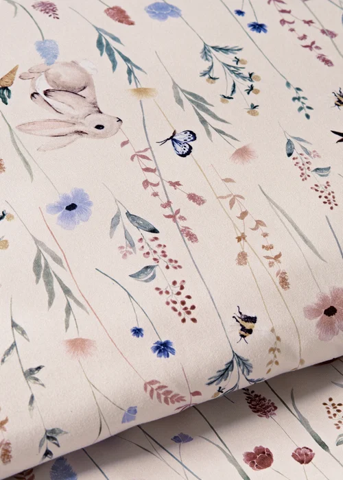 Pink Floral Bunny Duvet Set - Single Image 3