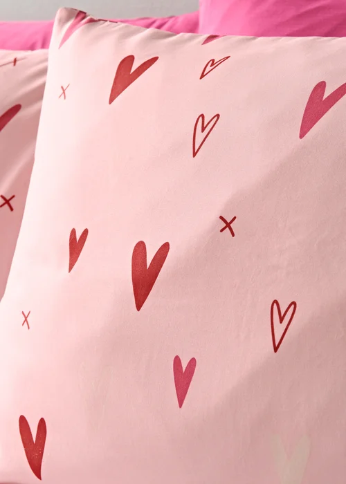 Pink & Red Heart Duvet Set - Single Image 2