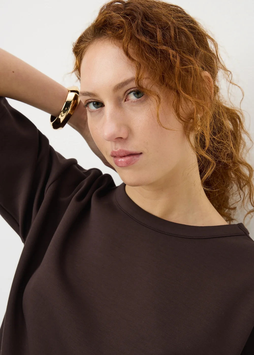 Chocolate Brown Scuba Boxy Co Ord T-Shirt - S Image 3