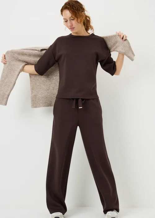 Chocolate Brown Scuba Boxy Co Ord T-Shirt - S Image 1