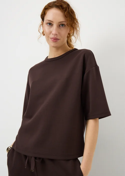 Chocolate Brown Scuba Boxy Co Ord T-Shirt - S Image 2