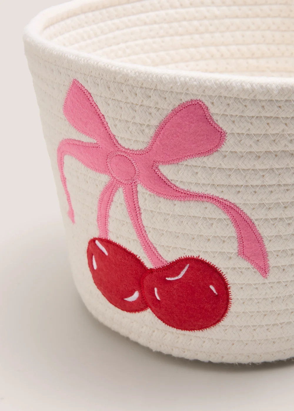 Cherry Embroidered Storage Basket Image 2