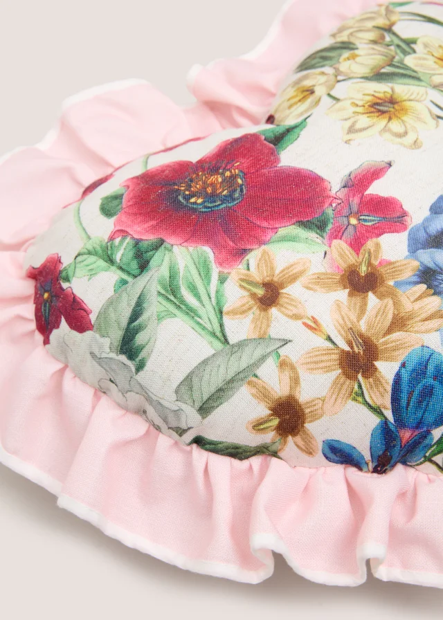 Floral Heart Frill Cushion