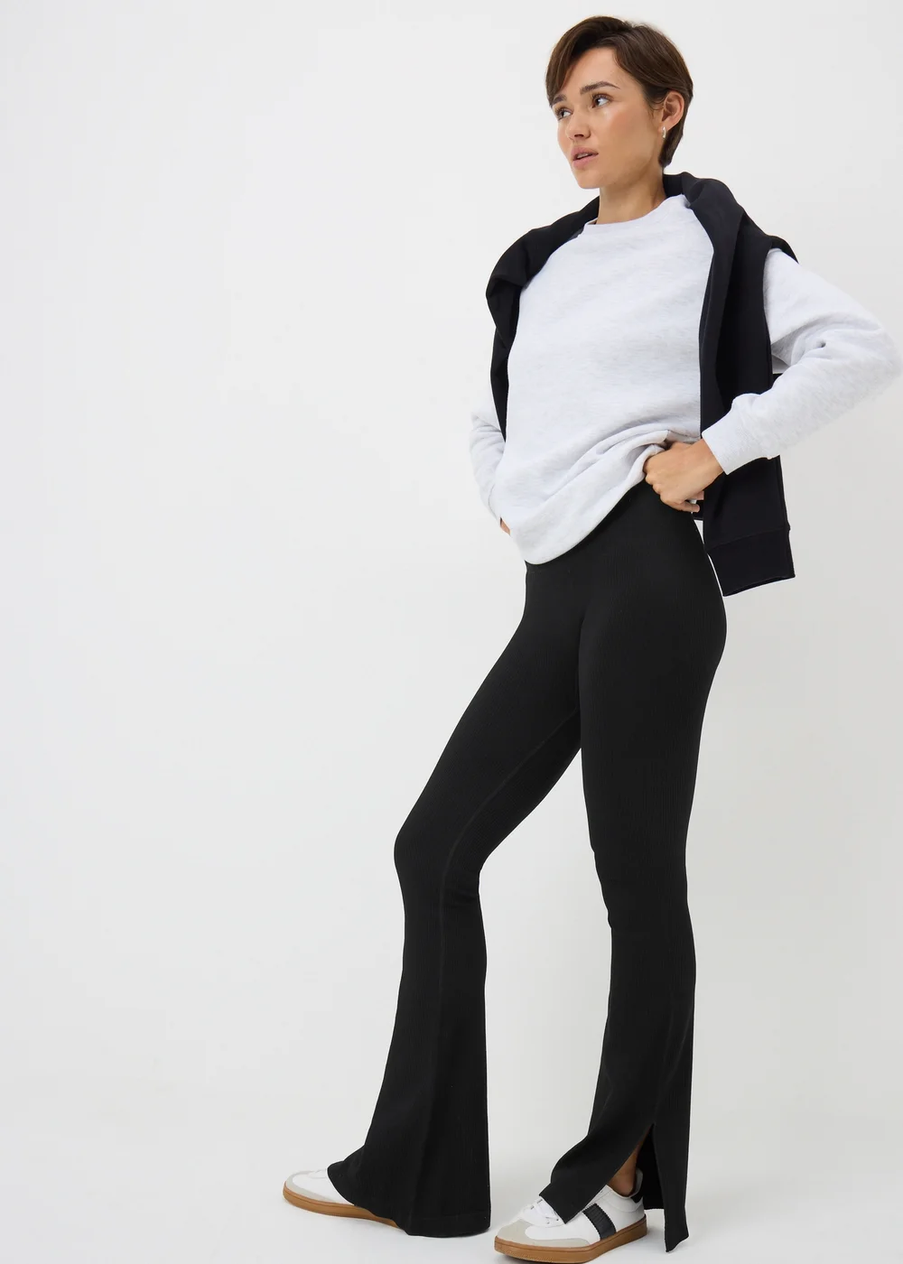 Black Washed Flare Leggings - XL Image 2