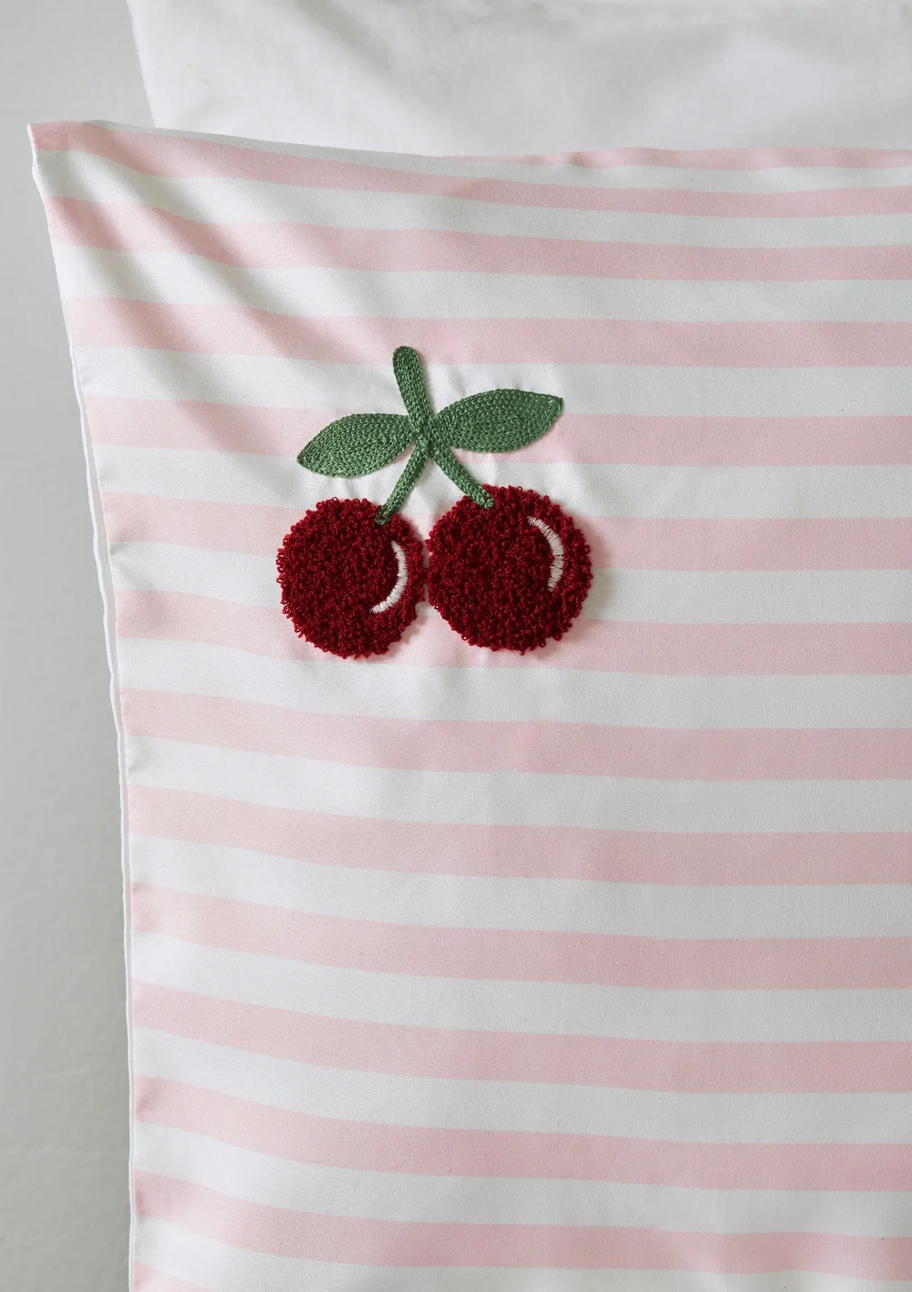 Pink Stripe Cherry Boucle Duvet Set - Double Image 2