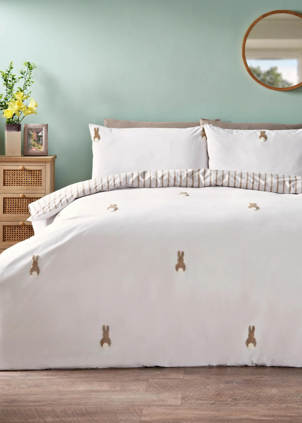 White Boucle Bunny Duvet Set - Single Image 1