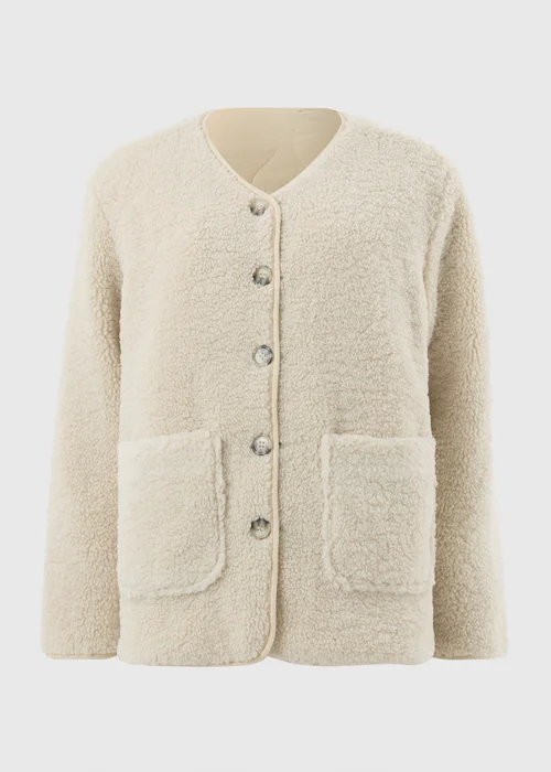 Cream Reversible Borg Jacket - 3XL Image 4