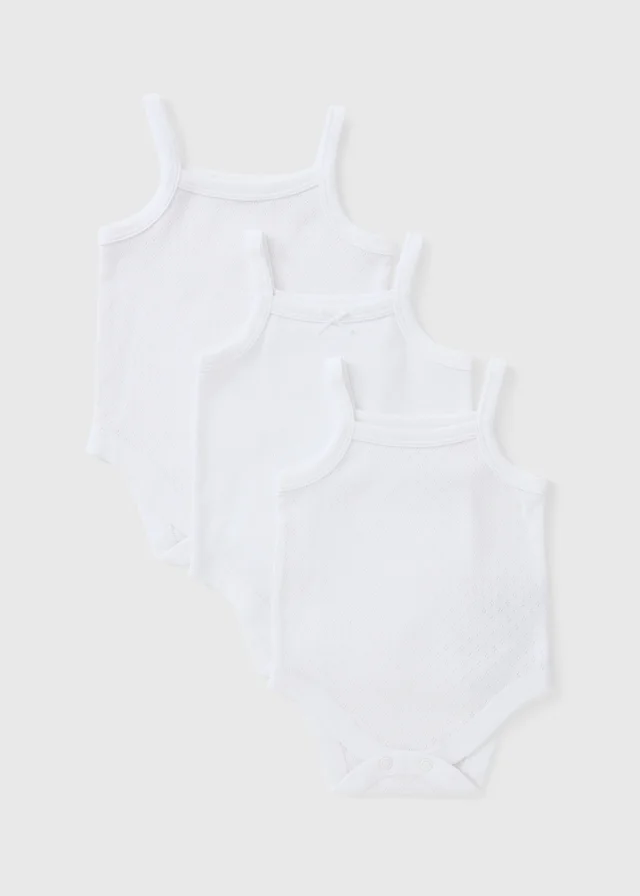 3 Pack Baby White Cami Bodysuits (Newborn-23mths)