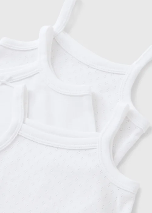 3 Pack Baby White Cami Bodysuits (Newborn-23mths) - Up to 1 Month Image 2