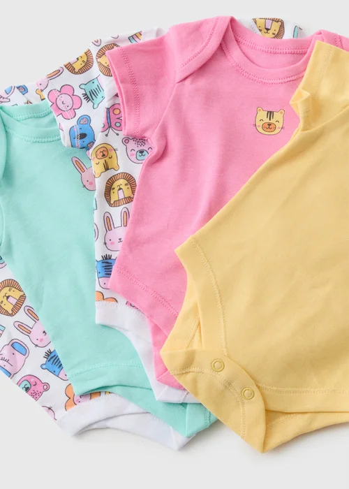 5 Pack Baby Multicolour Animal Bodysuits (Newborn-23mths) - 0-3 months Image 2